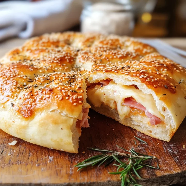 Focaccia con prosciutto di pollo e formaggio