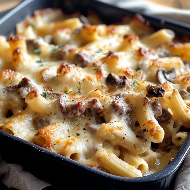 Pasta al forno con funghi e salsiccia