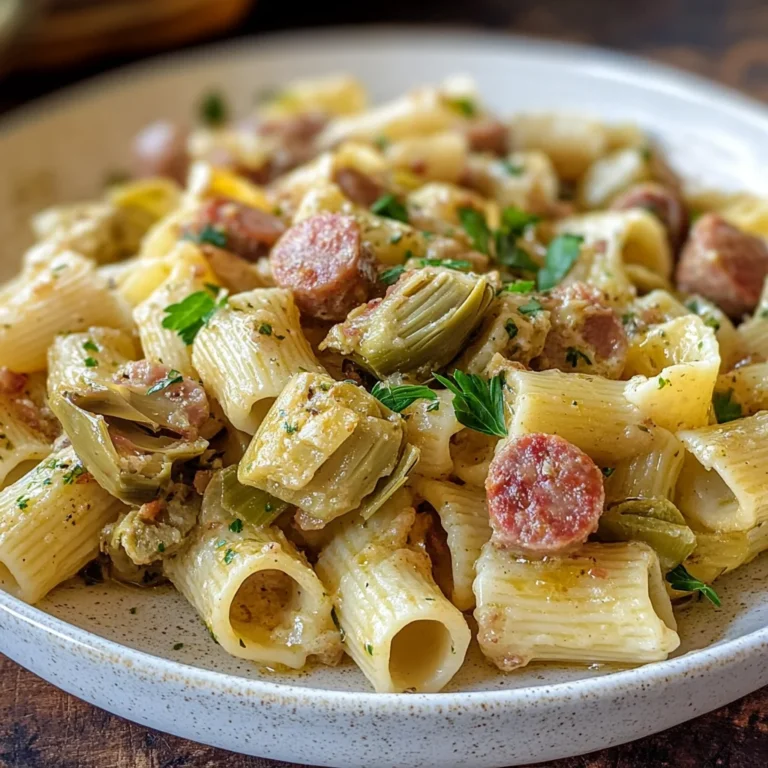 Pasta con carciofi e salsiccia