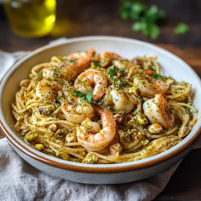 Pasta con gamberi e pistacchio