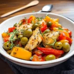 Pollo con peperoni e olive
