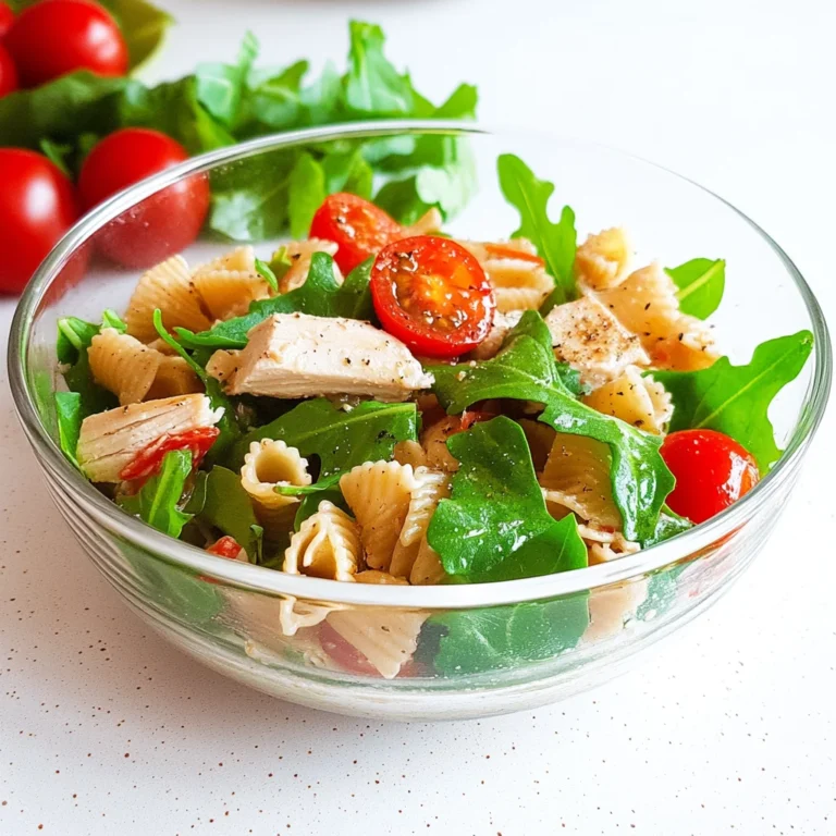Insalata di pasta con pollo rucola e pomodorini