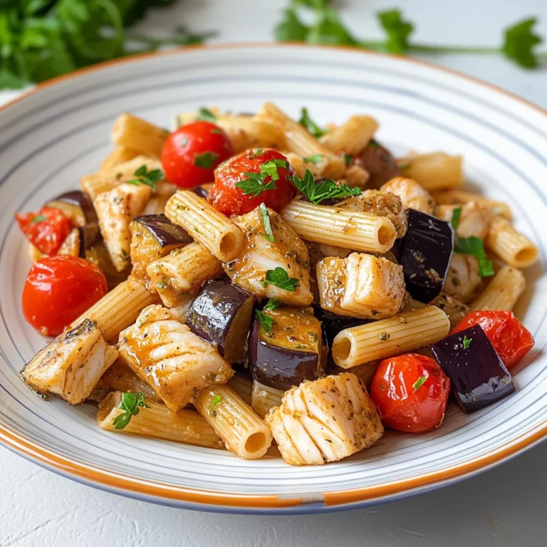 Pasta con melanzane e pesce spada